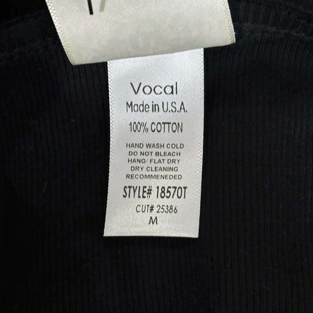 Vocal Black Fringe Sleeve Tank Top. Size Medium - Picture 4 of 5